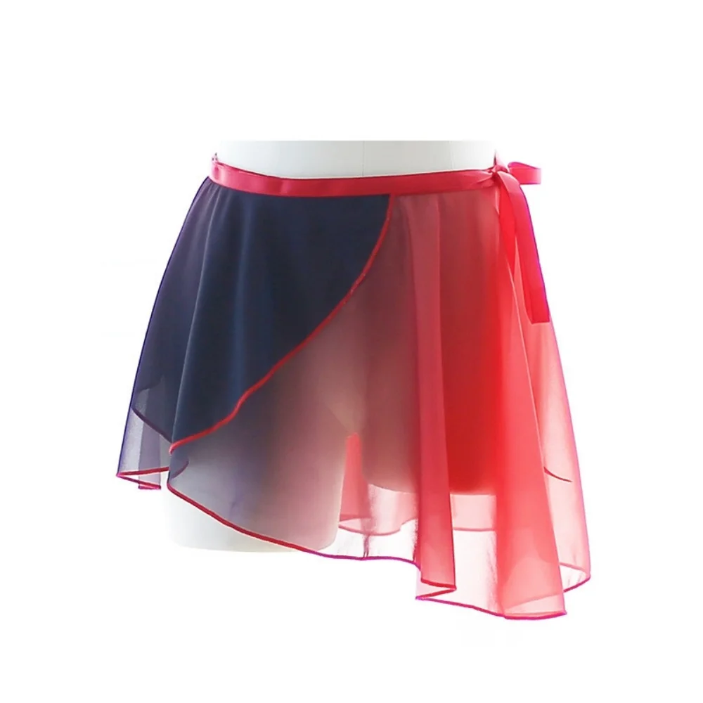 Adult Gradient Sheer Chiffon Ballet Wrap Skirt Adjustable Waist Tie Dance Skirt Ballet Training Dancewear