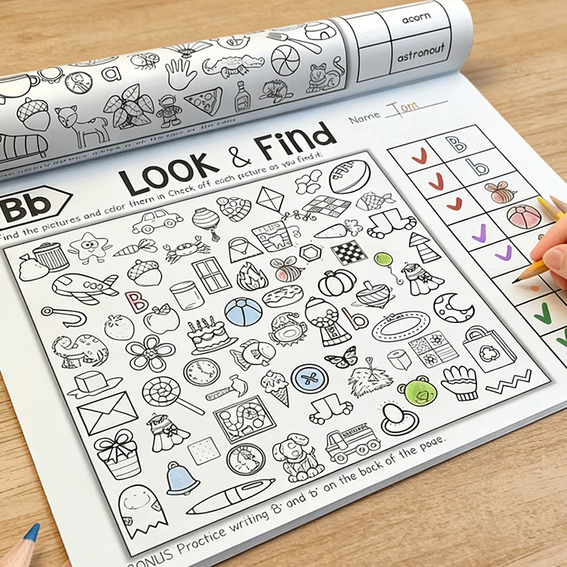 

Детские раскраски с скрытыми предметами, интерактивные рабочие тетради для поиска и раскрашивания, книги для развития наблюдательности и поиска, задания на визуальный поиск, подходят для дошкольников, книги на тему "Найди отличия", идеально подходят для з