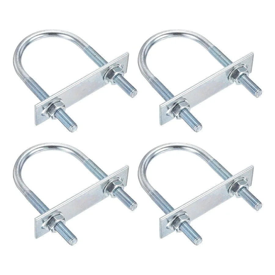 M8x50x100mm Bulloni a U Kit rotondo 4 Set Kit UBolt in acciaio al carbonio con dadi Piastra telaio Washe Buono per rimorchio per tubi Foglia automobilistica Spr