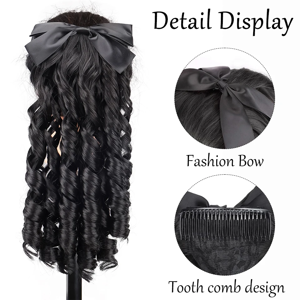 Synthetic Bow Ponytail Extensions, Retro Republican Style