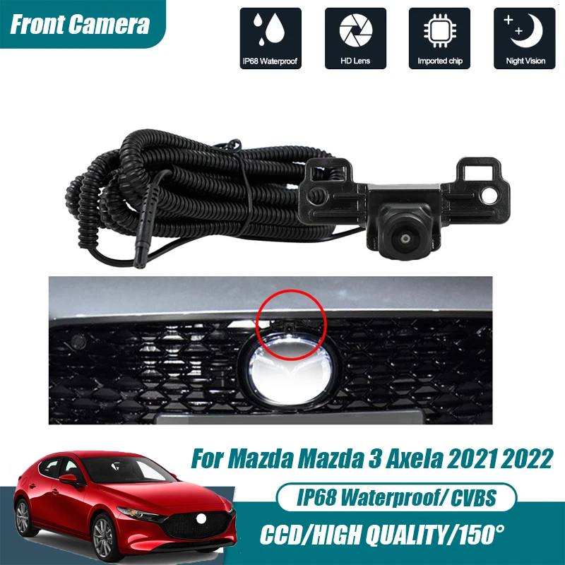 

Car Front View Parking CCD Night Vision LOGO Camera Wide Angle 150° Waterproof CVBS HD AHD For Mazda 3 Axela 2021 2022 Color Cam