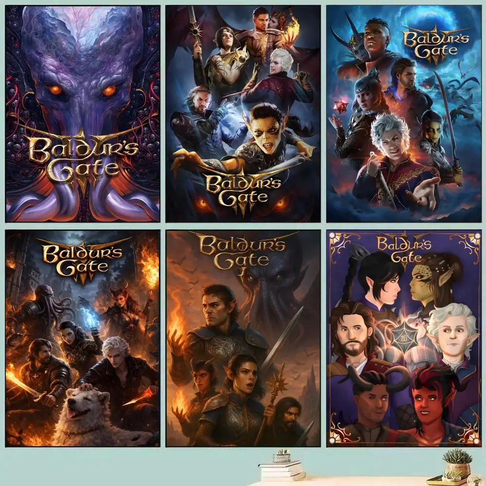 B-Baldurs Gate 3 Game Poster Room Decor Home Wall Art Printing Waterproof Garage Bed Room Posters Gift