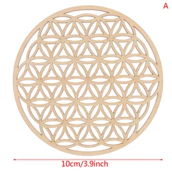 1PC Wood Creative Chakra Pattern Coaster Flower of life Natural Wooden Symbol Round Coaster Diameter 10cm