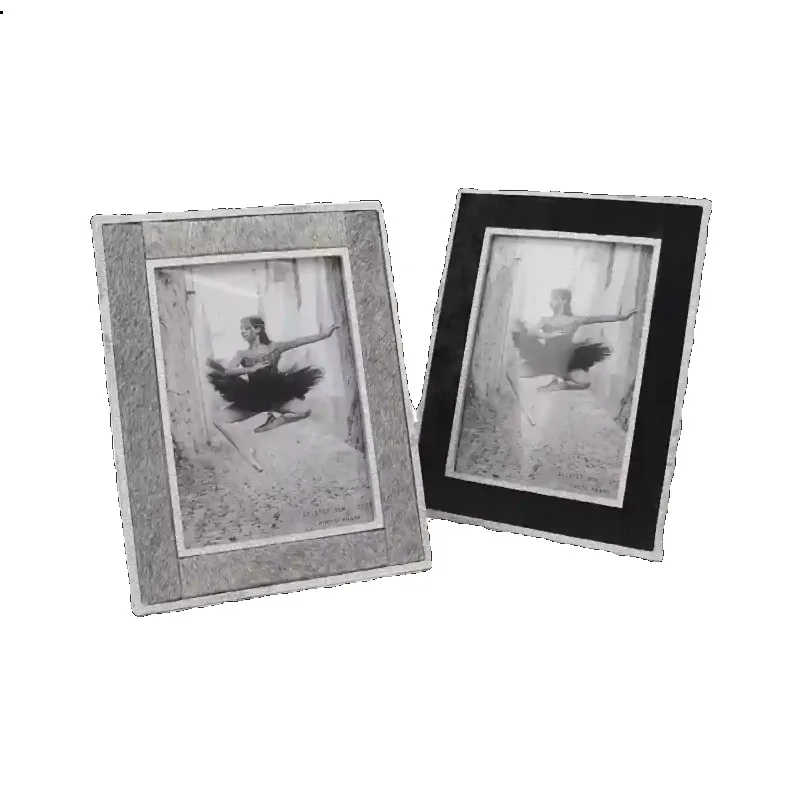 Simple Modern Metal Horsehair Photo Frame Ornament 7-inch Model Room Home Living Room Study Table Table Decoration