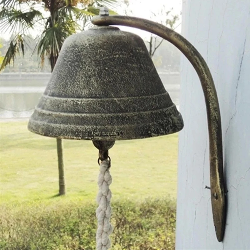 

1Pcs Big Vintage Cast Iron Doorbell Bell Wrought Iron Wall Decoration Pendant Home Garden Porch Rattle Decoration-A97Q