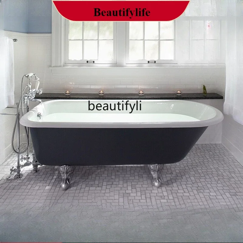 

ss25 Antique enamel small bathtub 1.4 meters 1.5m European and American cast iron princess bathtub 1.7 meters Household freestan