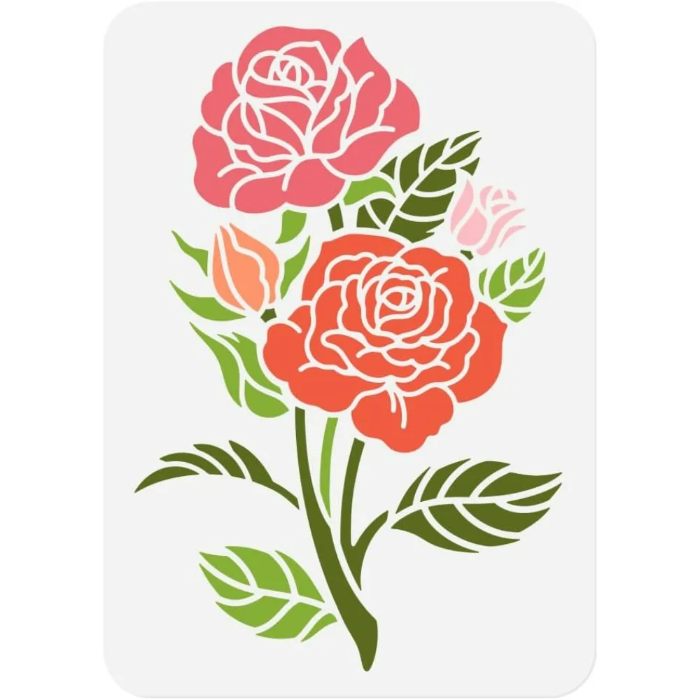 1 Stück Rosenstrauß Wandschablone zum Brennen von Blumen, Farbvorlage, DIY-Handwerk, Kunstschablone auf Holz, Stoff, Leinwand, Möbel, Tagebuch