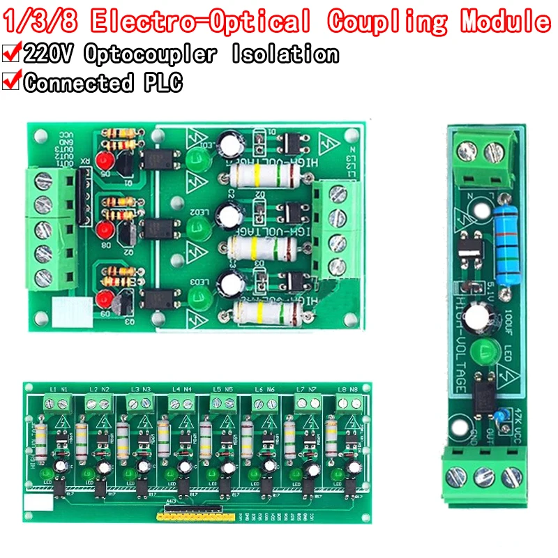 AC 220V 1/3/8 Channel MCU TTL Level 8 Ch Optocoupler Isolation Test Board Isolated Detection Tester PLC Processors Module