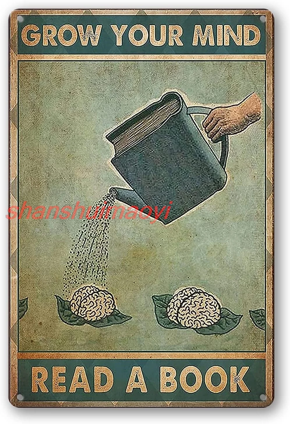 WEIMEILD Grow Your Mind Read A Book Friend, Vintage for Pub Bar Garden Wall Decor Metal Tin Signs Farmers Market Poster 8 x sign