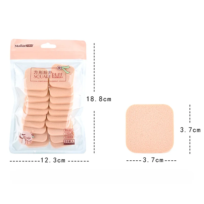 20Pcs Square Makeup Sponge BB Cream Foundation Puff Wet Dry Use Cosmetic Puffs Trave Makeup Blender Beauty Tools Accessories