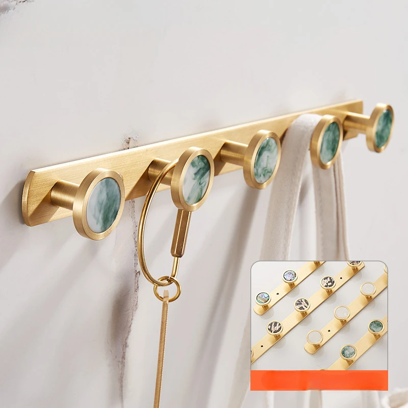 5- Hook Clothes Racks Portable Entry Door Coat Hook Wall Hanging Copper Stand Hanger Saving Space Wall Hallway Storage Furniture