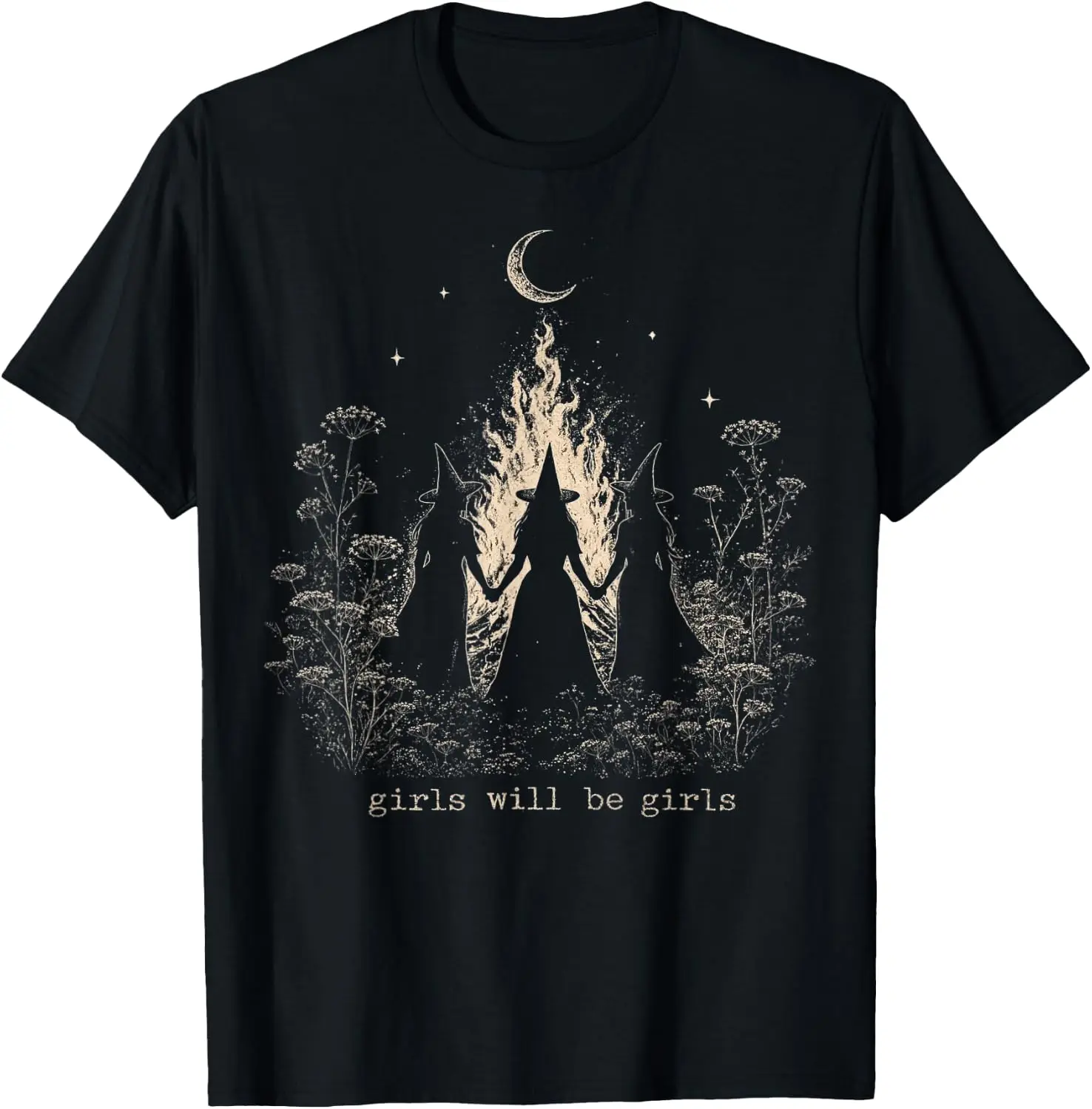 Girl Will Be Girls Funny Witch Halloween Feminist Witchy WOM T-Shirt Halloween Loose-Fit Pure Cotton Short-Sleeve Top – Stylish, Breathable, Plus-Size – Christmas Gift