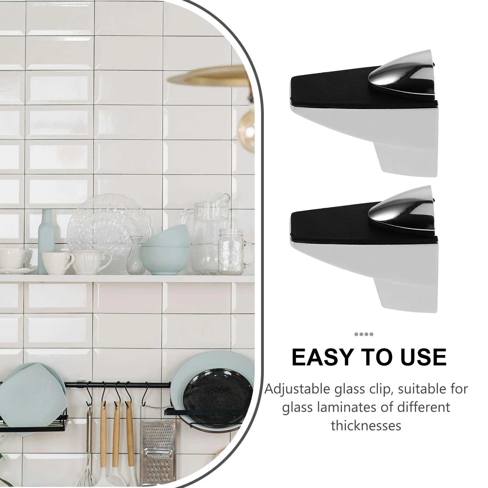 2Pcs Glass Shelf Brackets Zinc Alloy Practical Stable Design Easy Installation Shower Glass Panel Holder Support Hardware