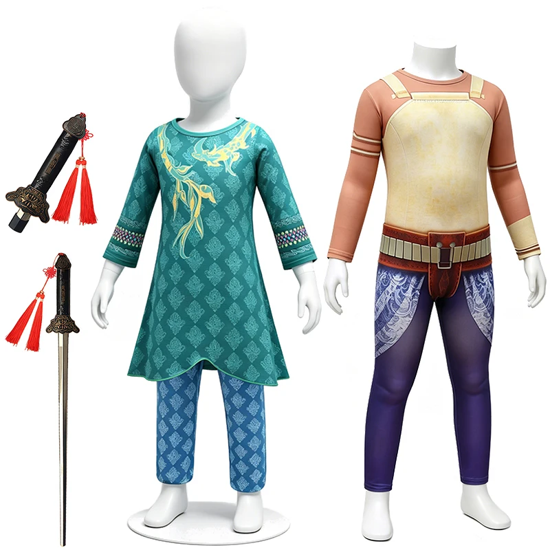 Last Dragon Cartoon Kids Clothes Halloween Cosplay Raya Warrior Stage Performance Party Children's Costume Anime Girls Outfits