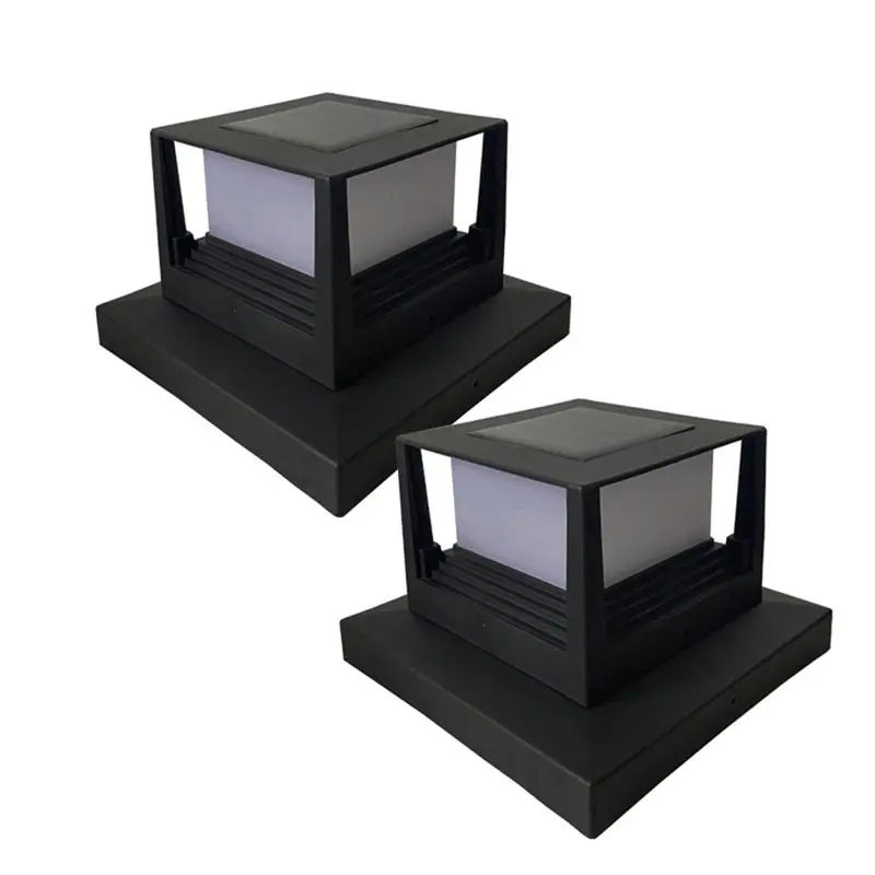

A36T-2 PCS Solar Light Fence Gate Pillar Head LED Lamp Black Plastic For House Gate Patio Garden Wall