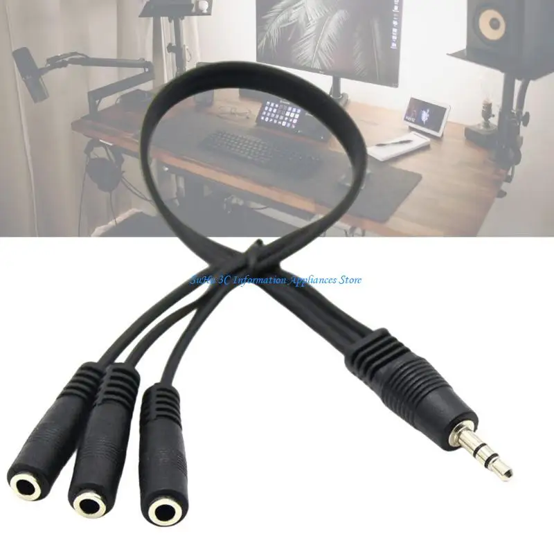  Straight Head DC3.5 Cord Male to Three Female Port 3.5mm for Headphone