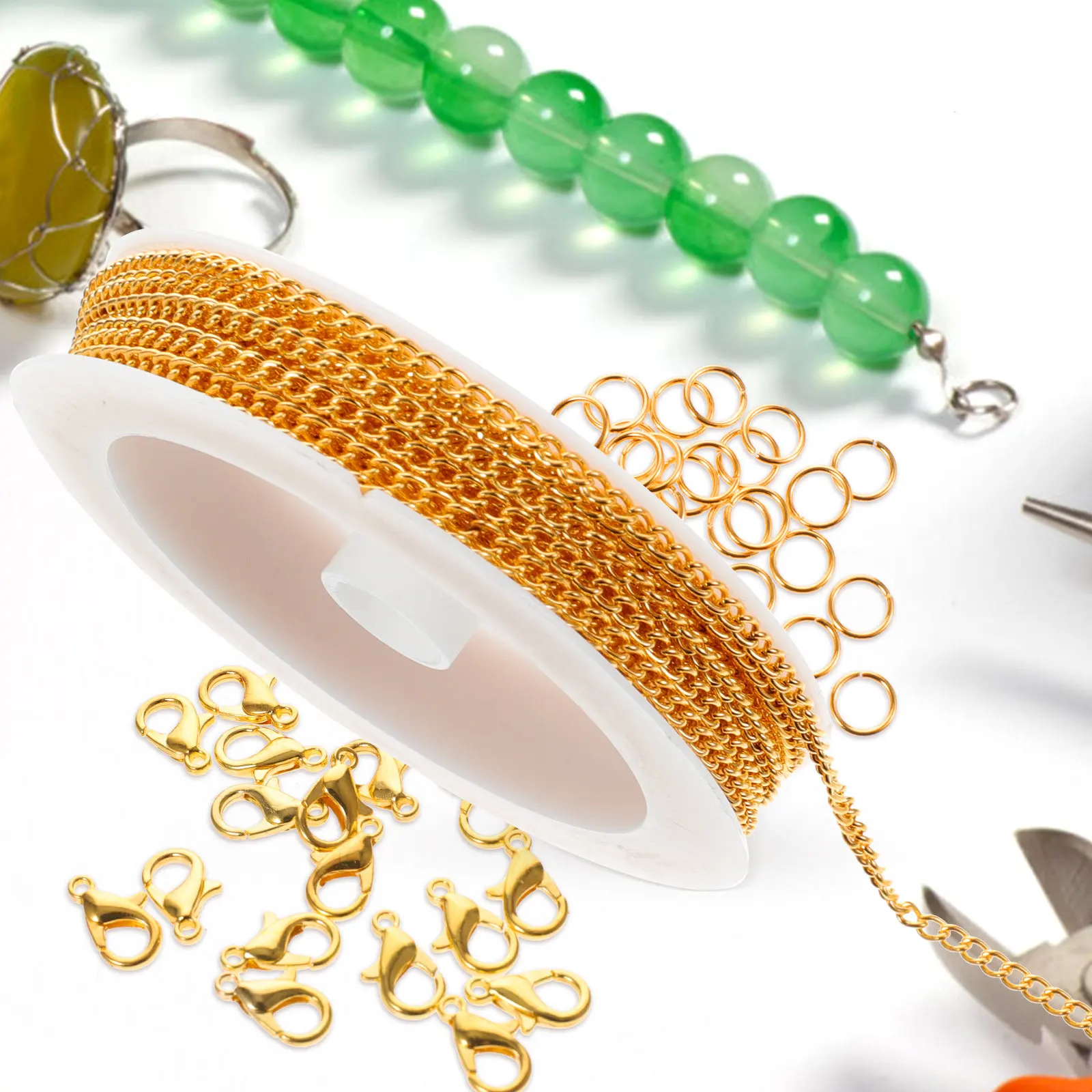 

Набор для изготовления украшений своими руками: железные цепочки, браслеты, ожерелья, аксессуары для рукоделия, металлические цепи ручной работы с застежками-карабинами