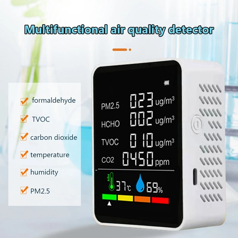 FULL-9 In 1 디지털 온도 습도 테스터 PM2.5 PM10 HCHO TVOC CO CO2 측정기 Wifi LCD