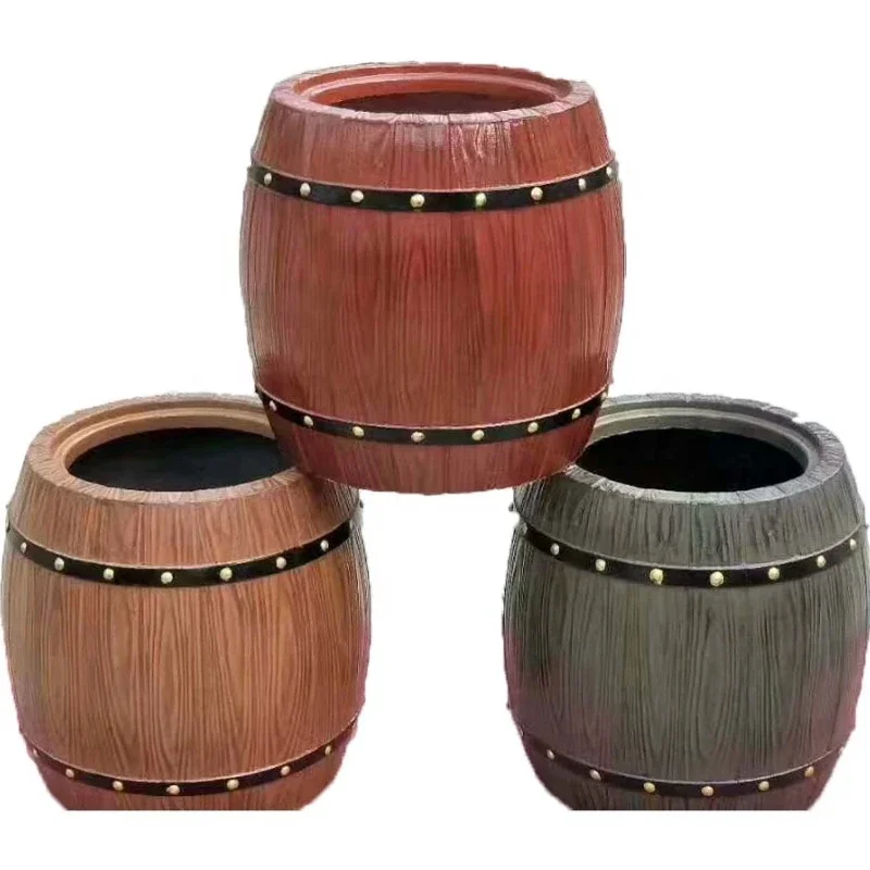 

Barrel shape concrete planter flower pot plastic molds