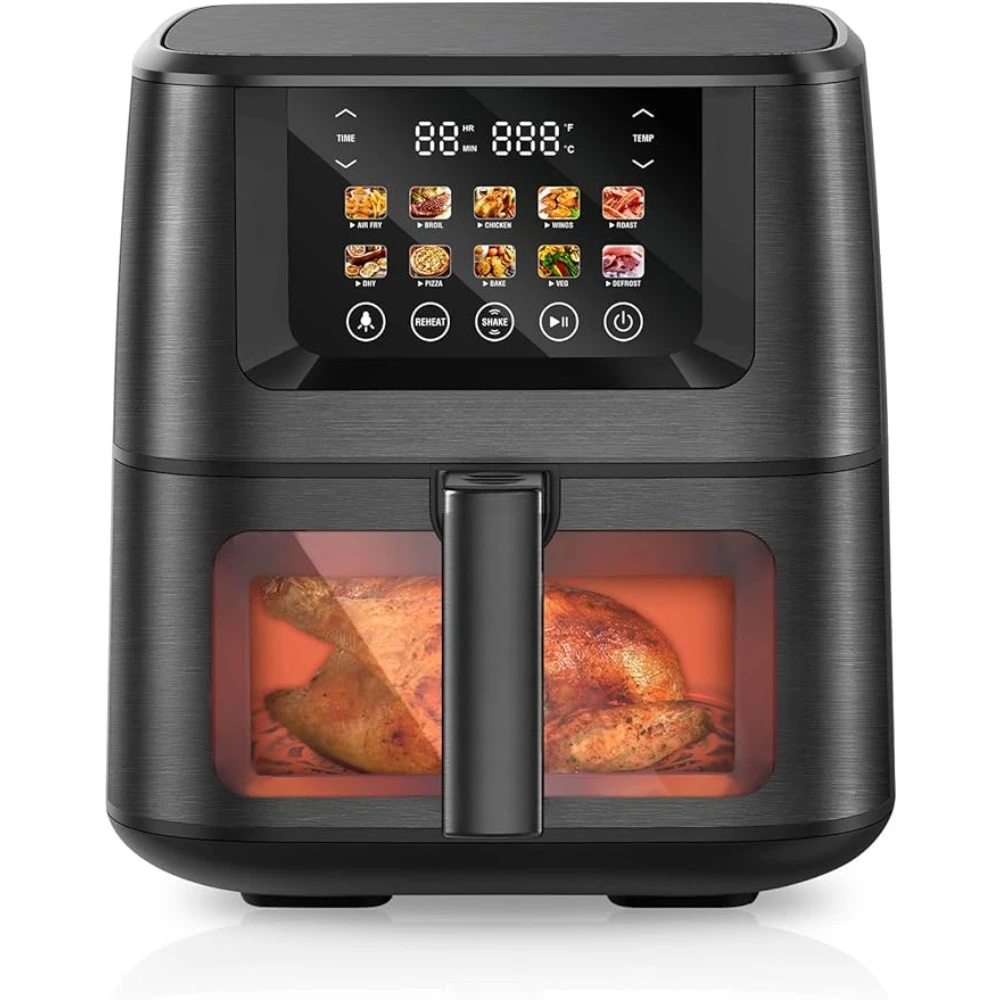 Friteuse à air chaud avec écran LCD couleur et écran tactile, four 10 en 1, 8 quarts, combinaison de four, XL