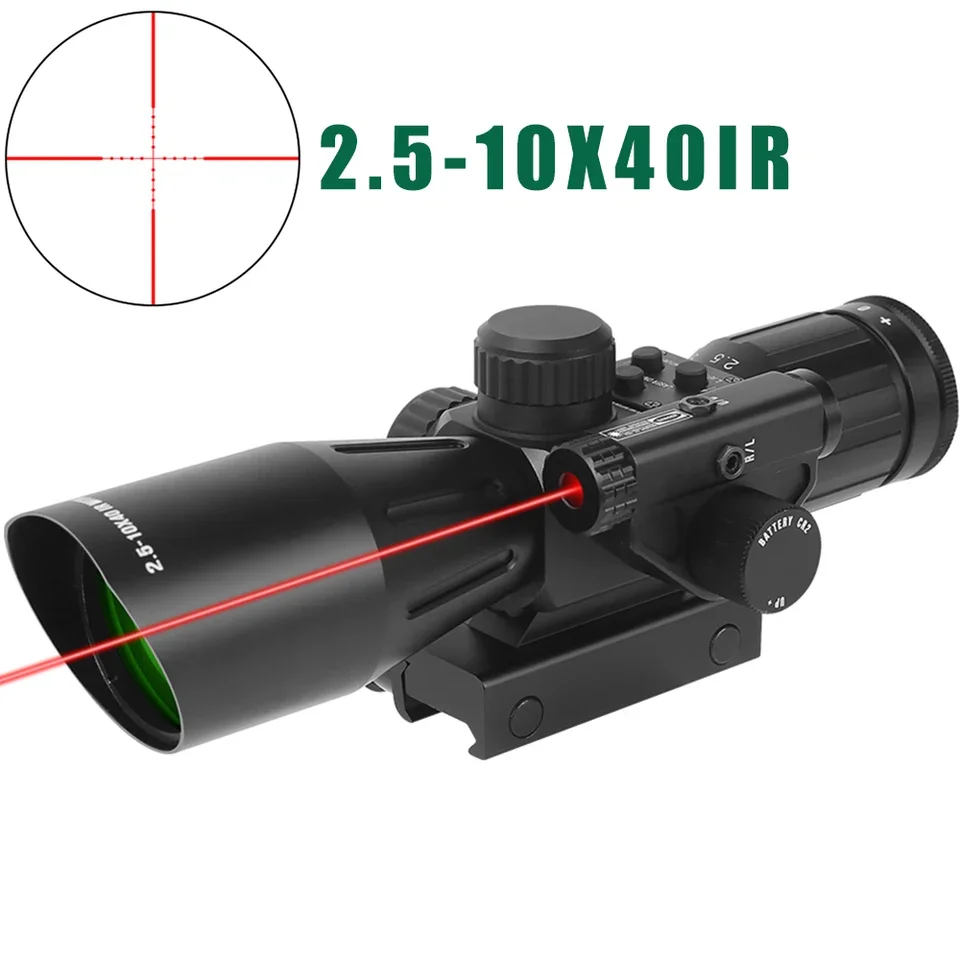 

2.5-10X40IR short red dot sight with red laser mechanism suitable for 11mm/20mm guide rails airsoft hunting lunettes