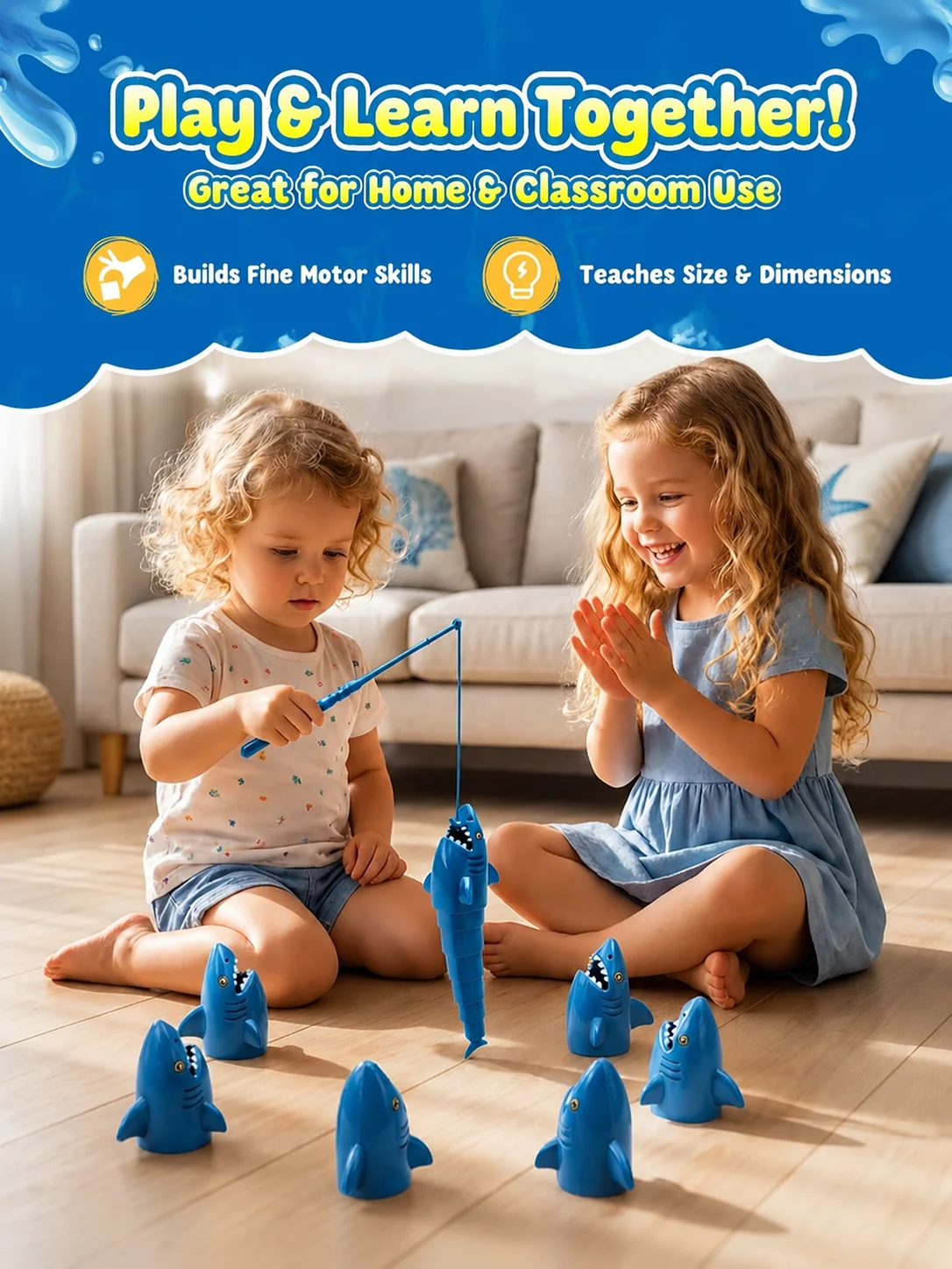 Fishing Master Retractable Shark Desktop Board Game Parent-Child Interactive Montessori Early Educational Children's Toys Gift