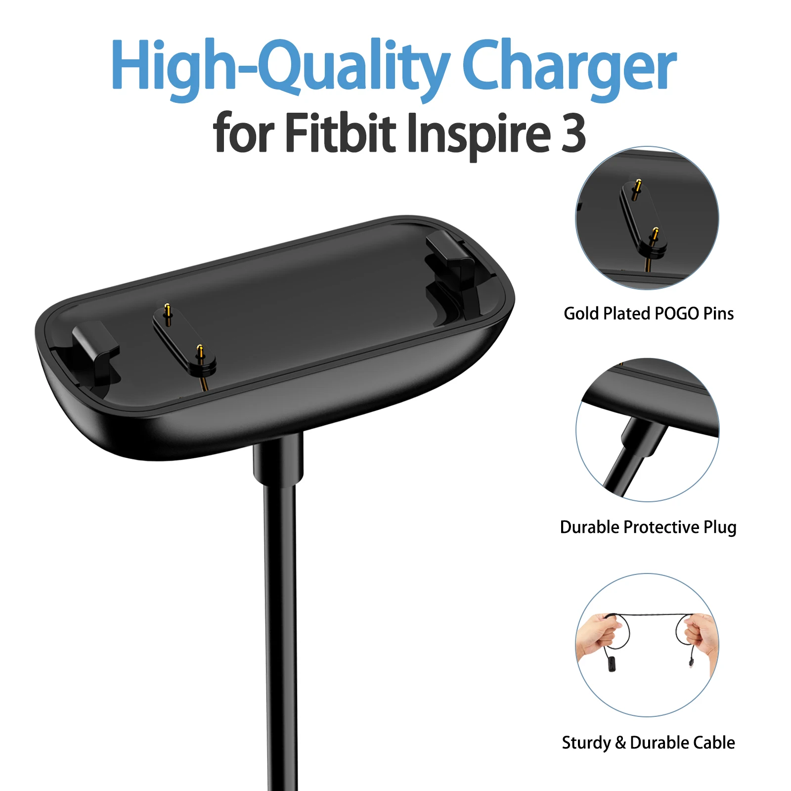 Type-C USB Charger For Fitbit Inspire 3 Fitness Tracker Replacement Charger Dock For Fitbit Inspire 3 Charging Cable Cord Clip