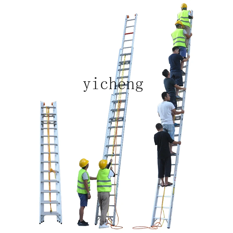 D24- bold telescopic lifting fire engineering ladder single-sided 16 meters high m triple joint thickened aluminum