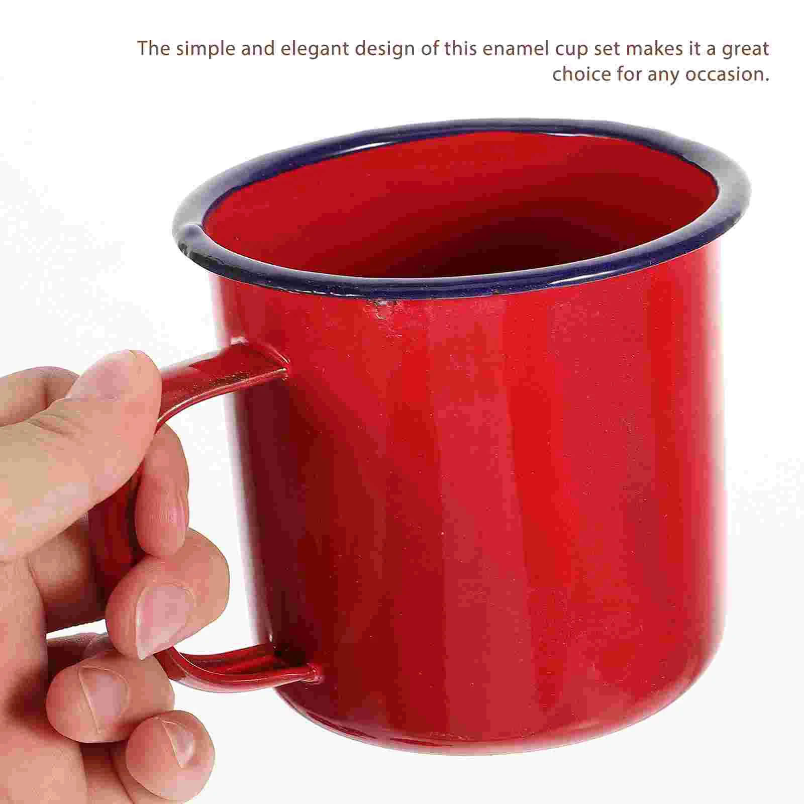 4 Pcs Travel Coffee Mug Enamel Tea Jar Cake Cup Hot Pot 4-piece Set Small Cups Mugs 6cm Milk Red