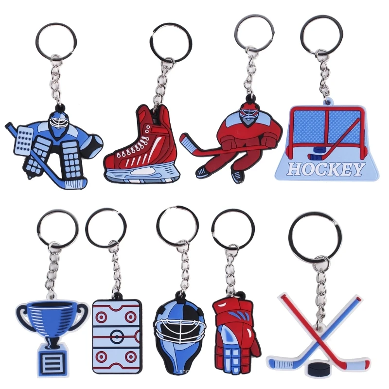 แฟชั่น ICE Hockey กีฬาจี้พวงกุญแจการ์ตูนกีฬาฤดูหนาว Charm พวงกุญแจ DropShipping