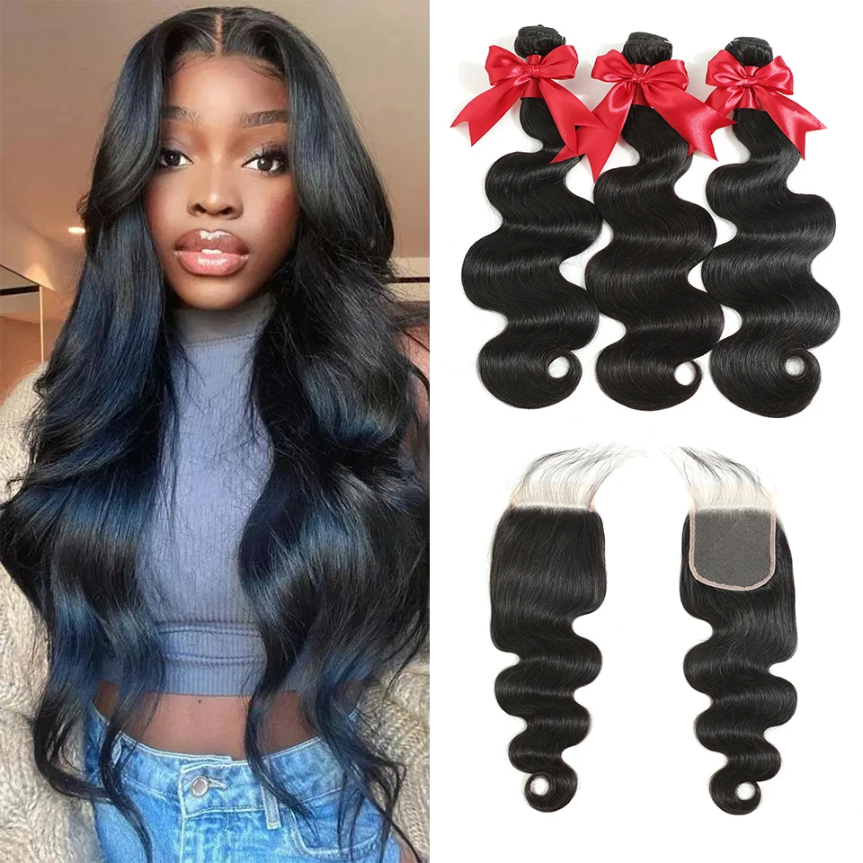 Beautyloverhair Body Wave 4x4 5x5 6x6 Bundles With Closure 100% Human Hair Transparent Natural Color 8-40 Inch