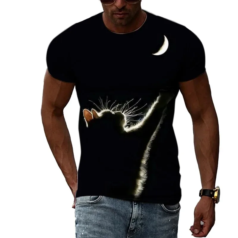 2024 Men's Tropical Summer Short Sleeves Fashion Crew Neck T-shirt Cat 3d Printed Men's Blazer Plus Size Street Men's Wear