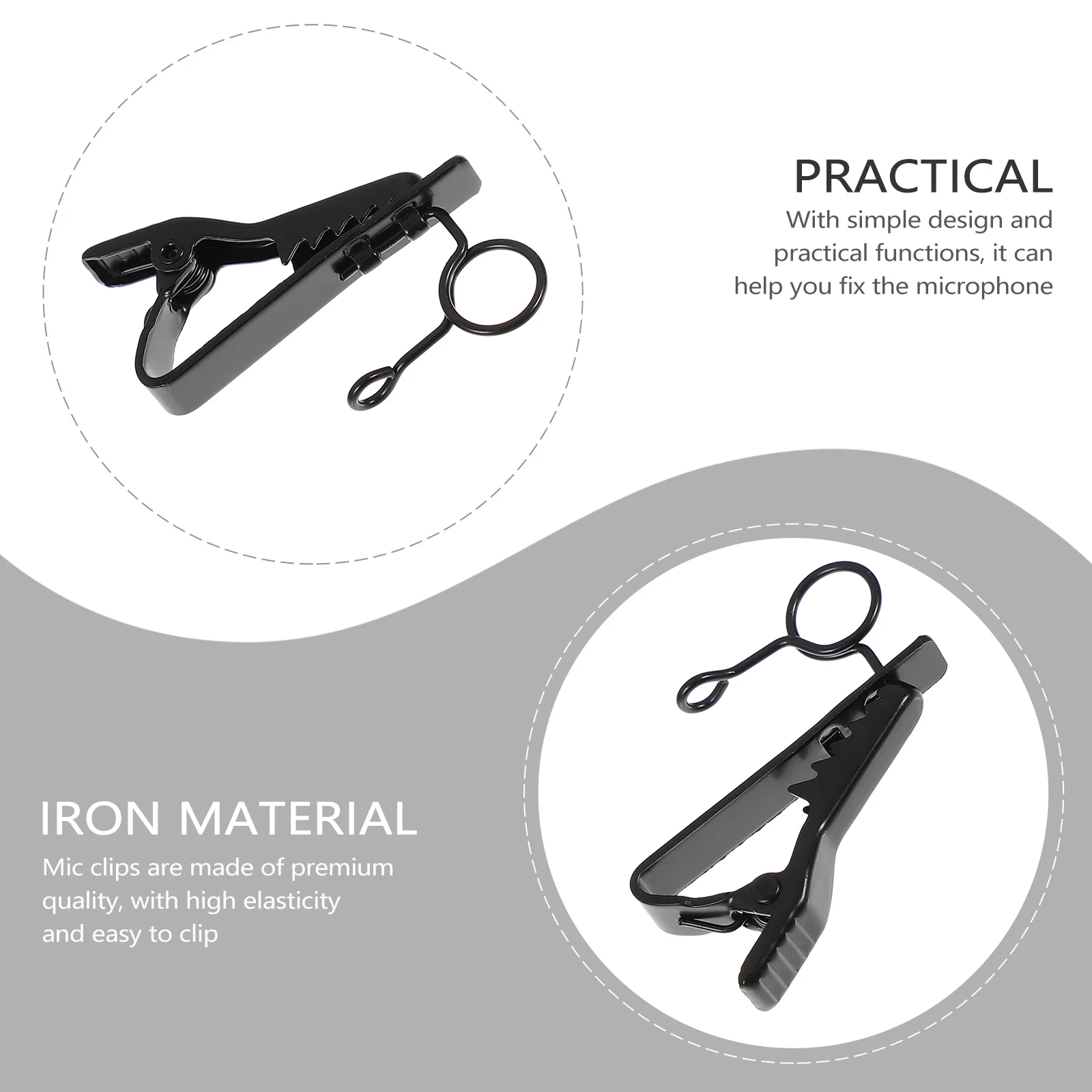 

10 Pcs Mini Small Lavalier Microphone Clips Wire Bracket Iron Collar for Holder Replacement Black Holders