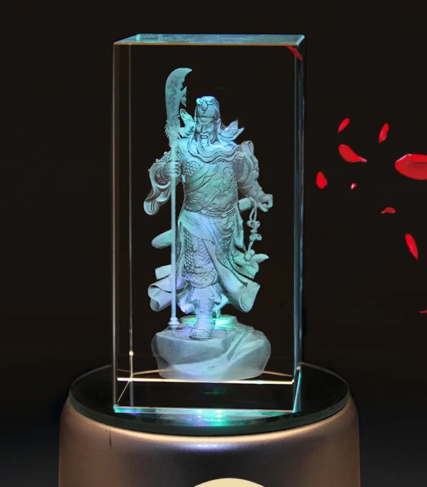 Efficacious HOME office Talisman- Martial god of wealth guan gong Guandi FENG SHUI 3D Crystal Figurine statue -