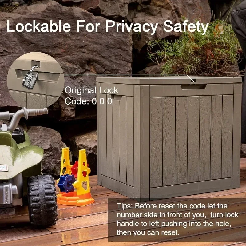 Realife 30 Gallon Outdoor Storage Box for Transport, Lockable Waterproof Transport Box for Yard Tools, Outdoor Cushions Pillows,