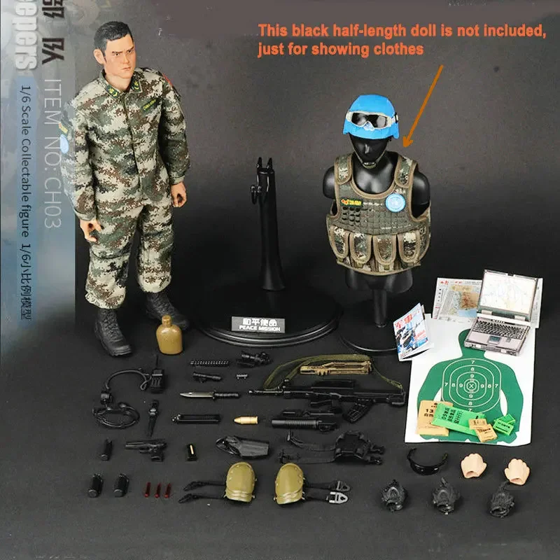 Figura de acción de pavo real chino de 12 pulgadas con equipo de armas, soldado del ejército a escala 1/6, modelo militar, juguetes prepintados para regalo de niños