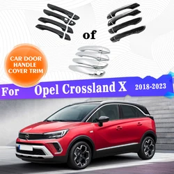 LHD Car Outer Door Handle Covers Trim For Opel Crossland X 2018 2019 2020 2021 2022 2023 Style Stickers Car Accessories Styling