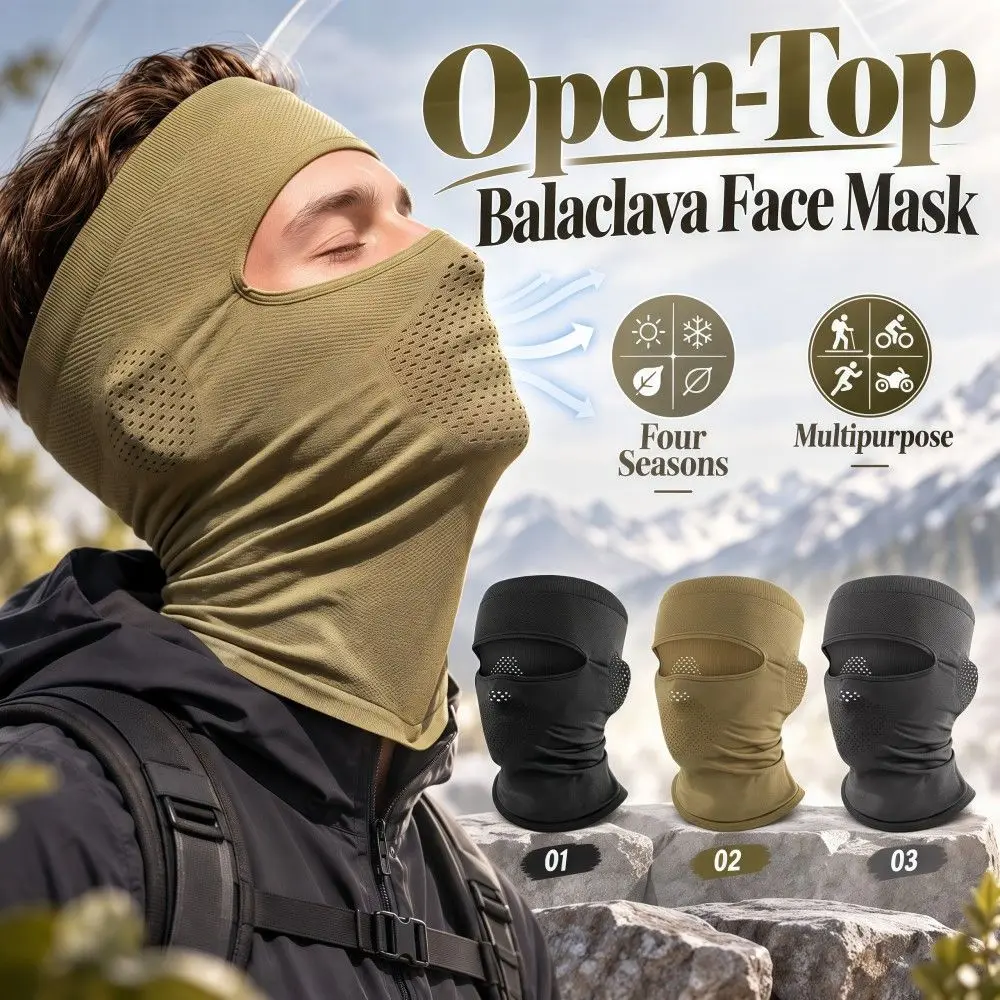 New Open-Top Balaclava Face Mask Four Seasons Breathable Cycling Head Cover Windproof Lightweight Helmet Liner Motorcycle Riding