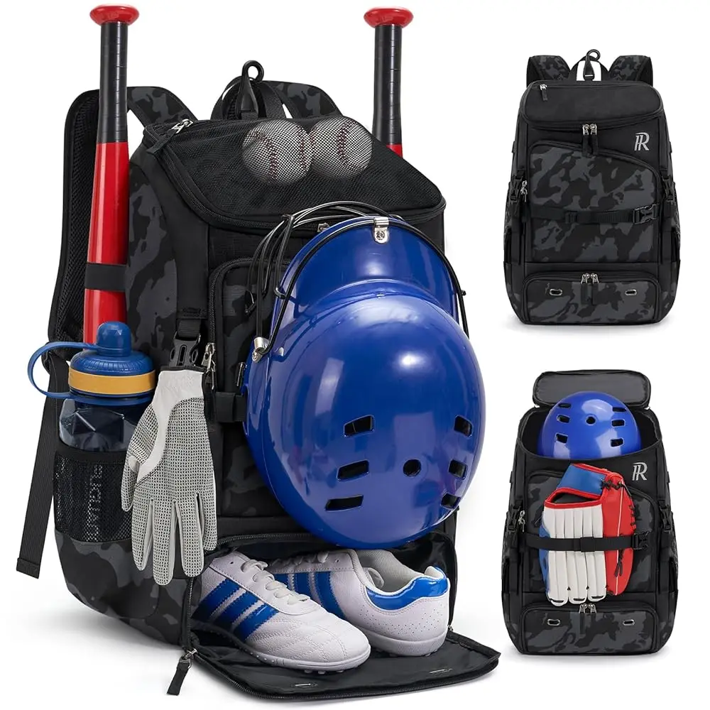 

Baseball Bag for Youth & Adult 40L Large Softball Bag Lightweight Baseball Backpack with Helmet Holder, Shoe Compartment, Fe