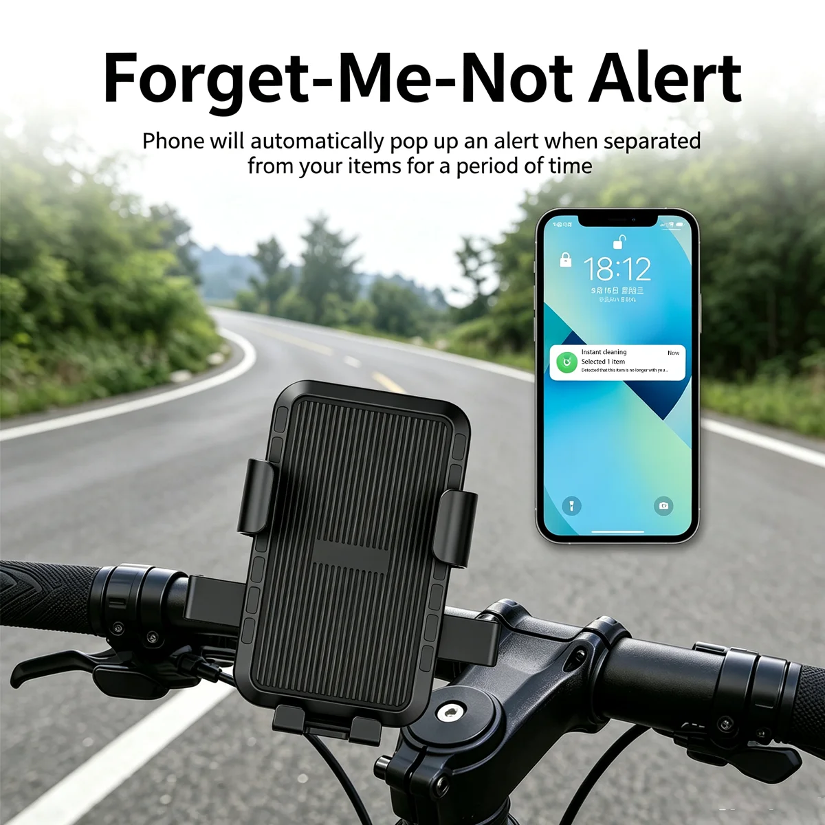 Smart GPS Tracker For Apple System Find My/Android Google Find Hub APP Tag Anti-Lost Bicycle/Motorcycle Phone Holder
