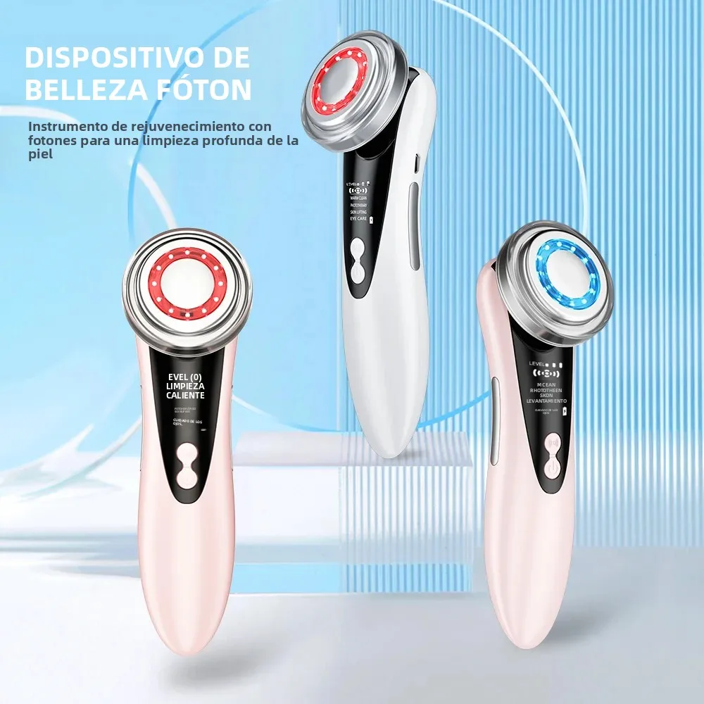 Dispositivo de belleza de Estiramiento Facial EMS de microcorriente, luz LED roja y azul, rejuvenecimiento de la piel, masajeador Facial eléctrico, eliminación de arrugas