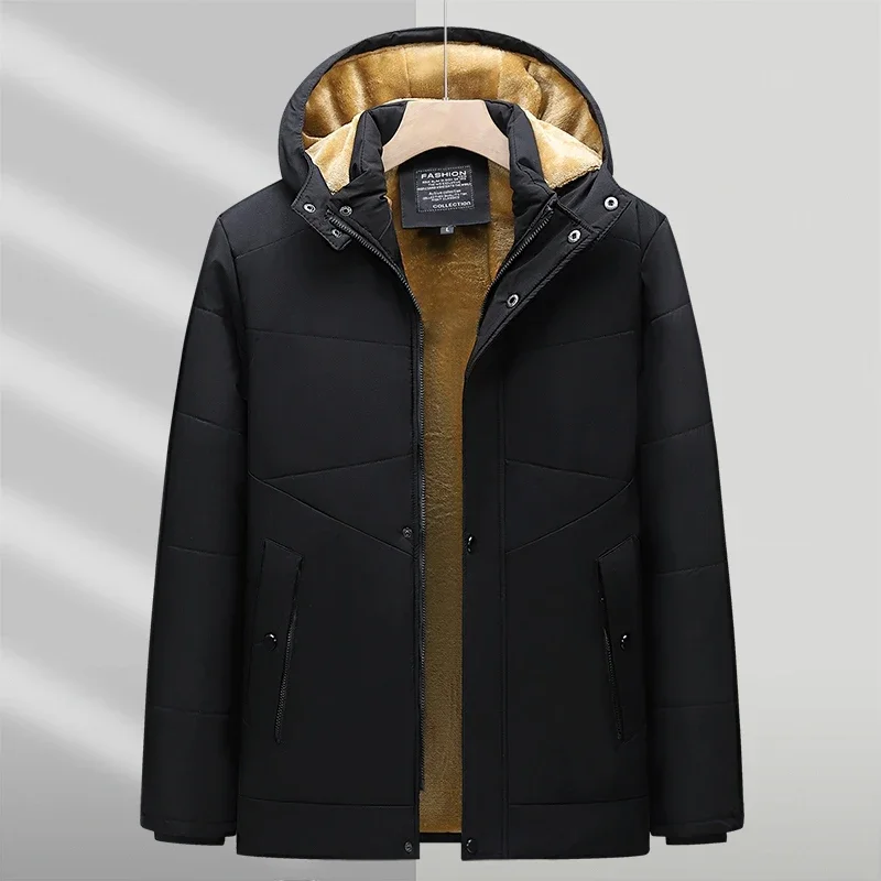 Parka à prova de vento para homens, casacos grossos de pele quente, streetwear com capuz masculino, sobretudos de neve, 5XL, inverno