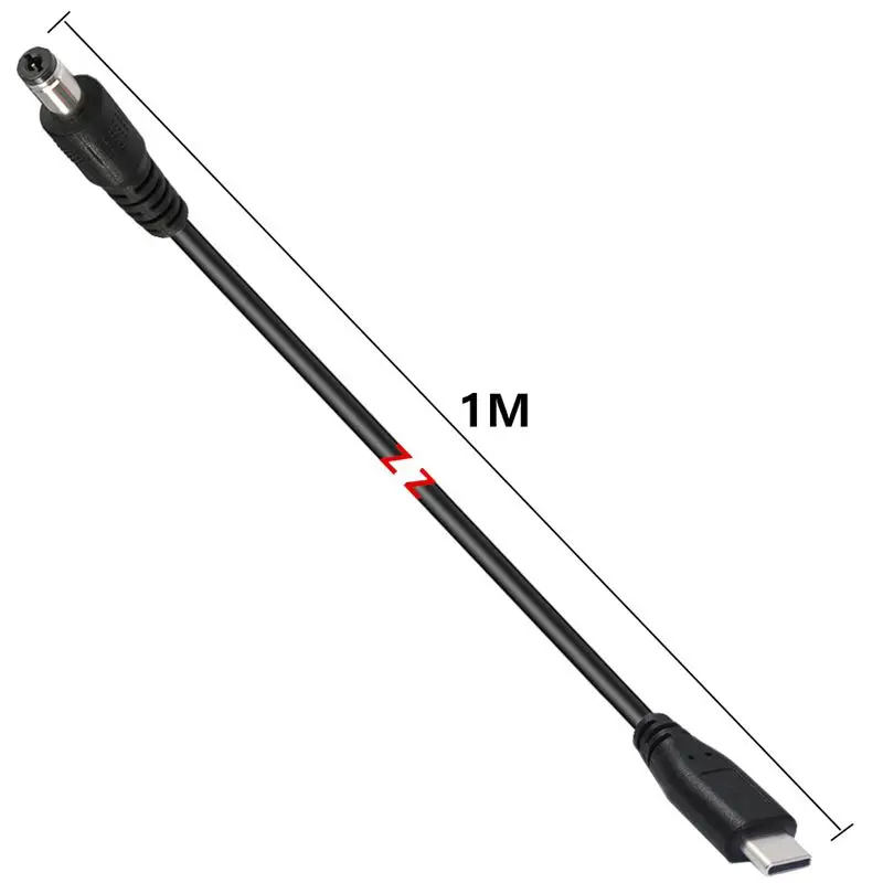 1m Type-C Male PD Lured to DC 5525 Male 5521 Male 9V 12V 20V 28V Set-Top Box Router Optical Modem Cable
