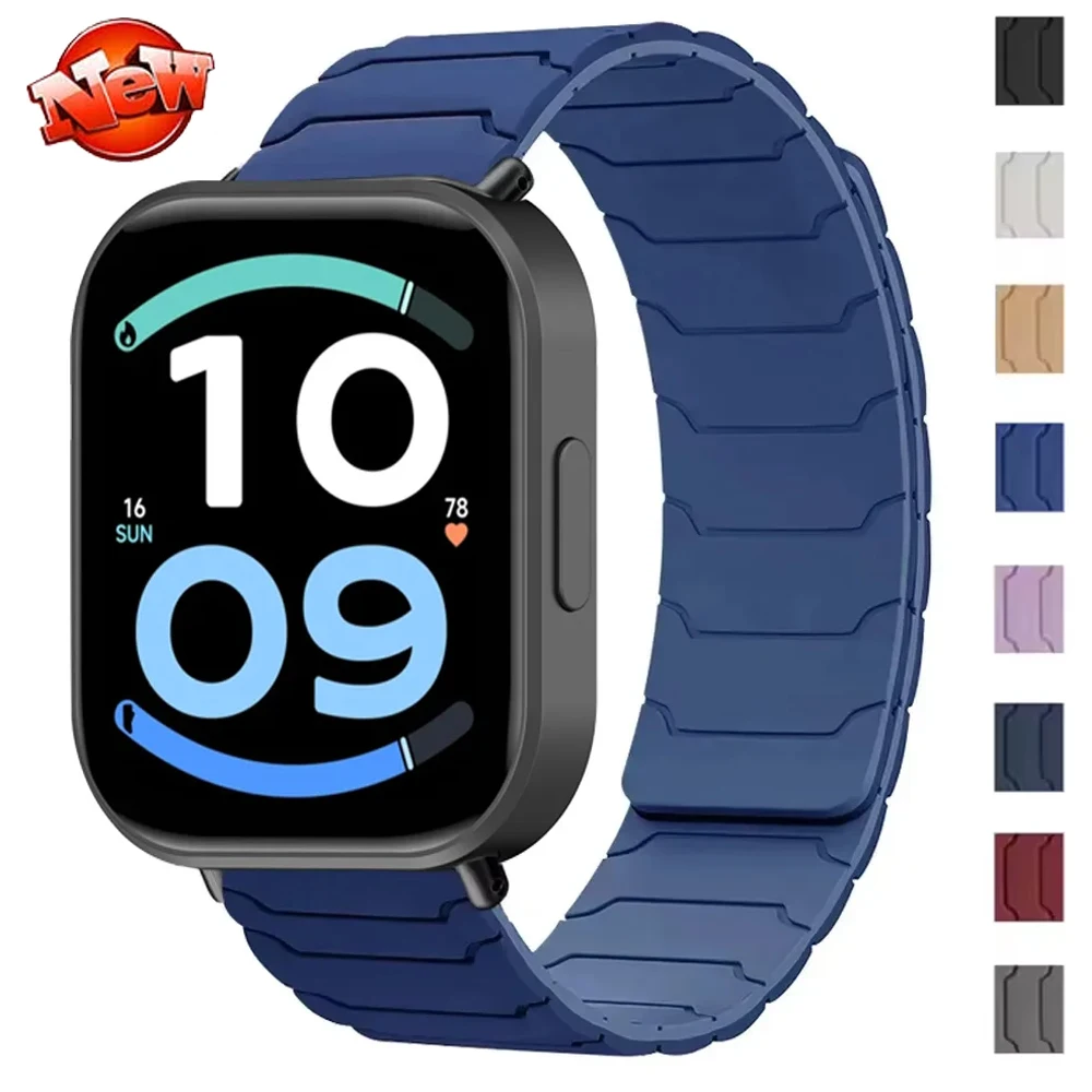 Magnetic Silicone Strap for Redmi Watch 6 Active-Lite/6-5-4 Smartwatch Wristband Bracelet for Xiaomi Mi Band 10 Pro/9 Pro/8 Pro