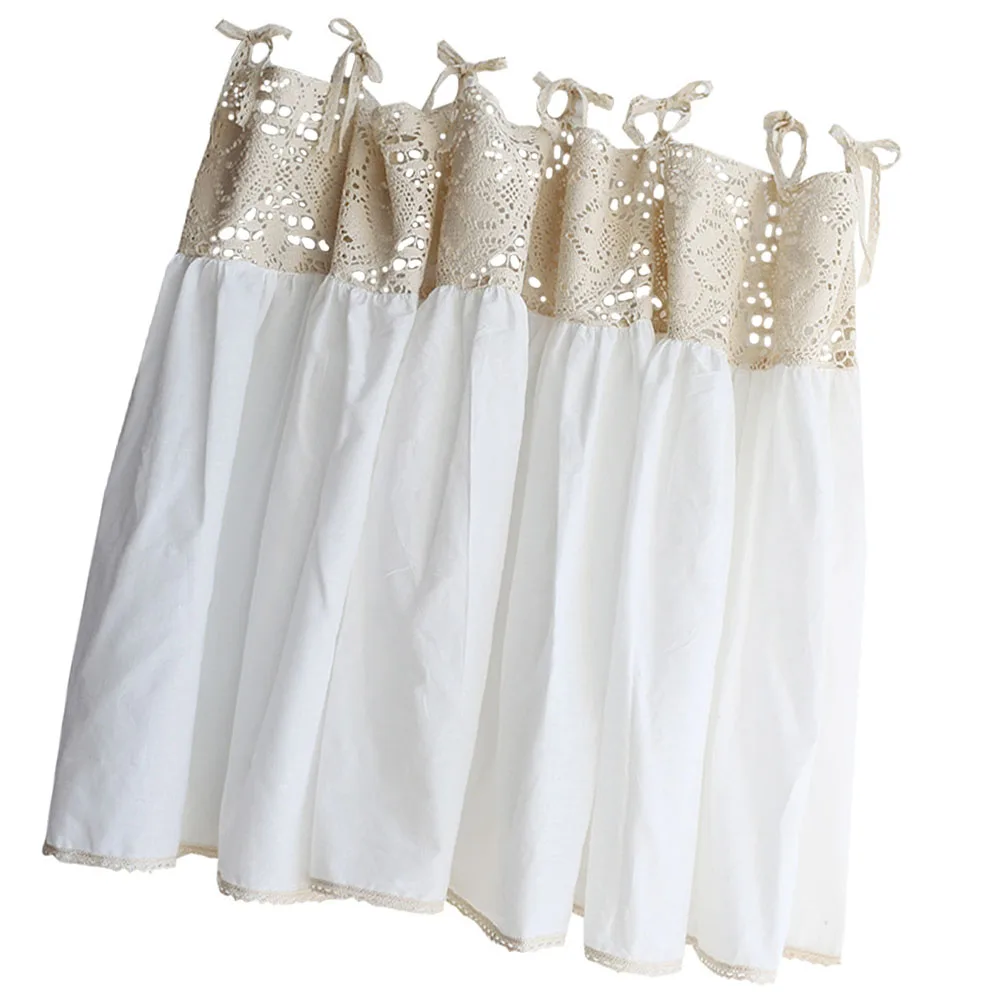 

1pc Cotton Cloth Curtain For Home Window Curtain Window Decor Short Kitchen Living Room Bedroom Cafe Curtains White