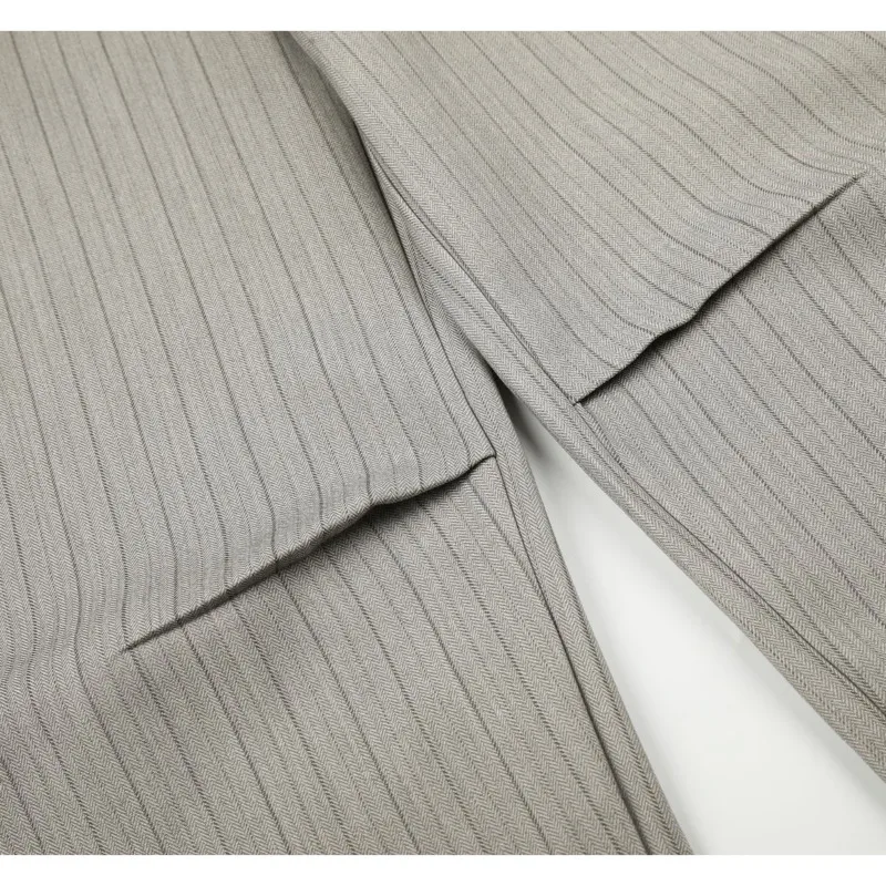 Vertical Old Money Striped Curved Banana Trousers For Men High Waist Loose Draped Wide Leg Formal Casual Suit Pants XYY1 - view 3