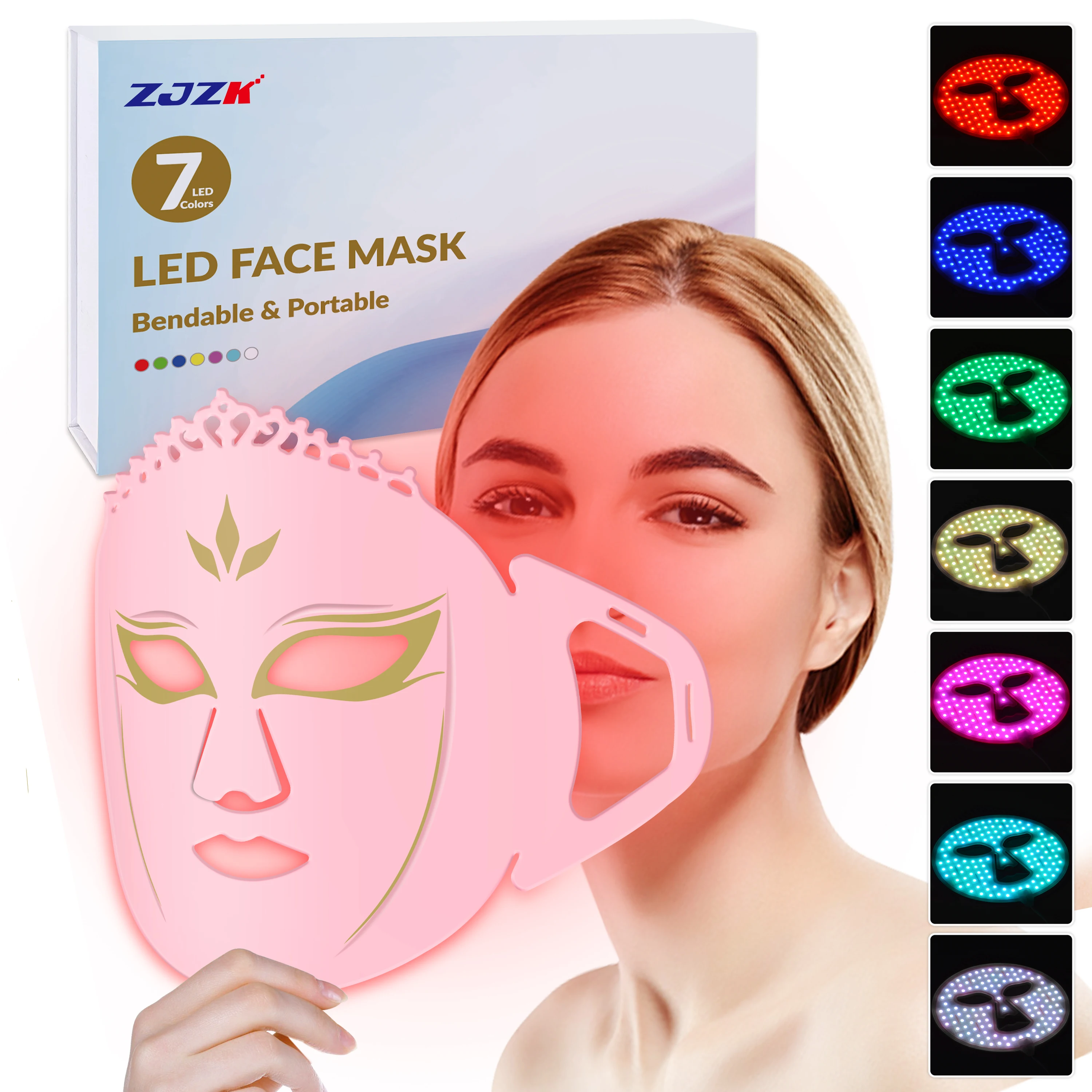 

ZJZK 360Chips Face LED Red Light Mask Wireless 7 Colors 660nm 850nm 940nm Laser Therapy Equipment For Adults Anti-Inflammatory