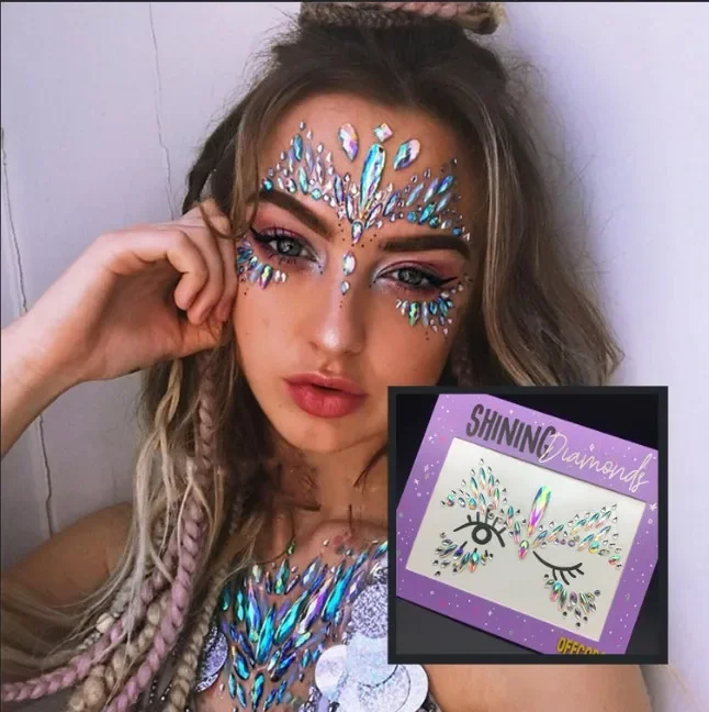 Sexy Face Tattoo Stickers Glitter Fake Tattoos Rhinestones for Woman Temporary Tattoos Party DIY Kids Holiday Face Jewels Tattoo