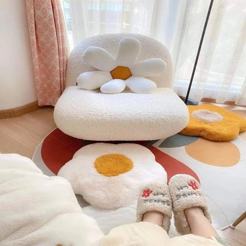 

Unique Plush Seat Cushion for Balcony Bedroom Sunflower Lotus Bag Design Cozy Egg Chair Floor Cushion Decorative Comfort