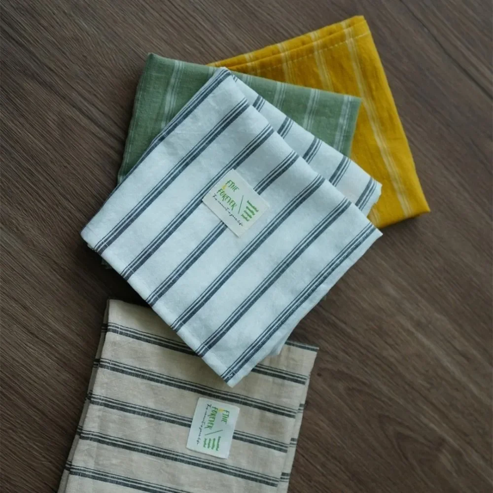 Fashion Japanese Retro Stripe Tablecloth Placemats Food Posing Background Cloth Mat Home Decoration Accessories Insulation Pad